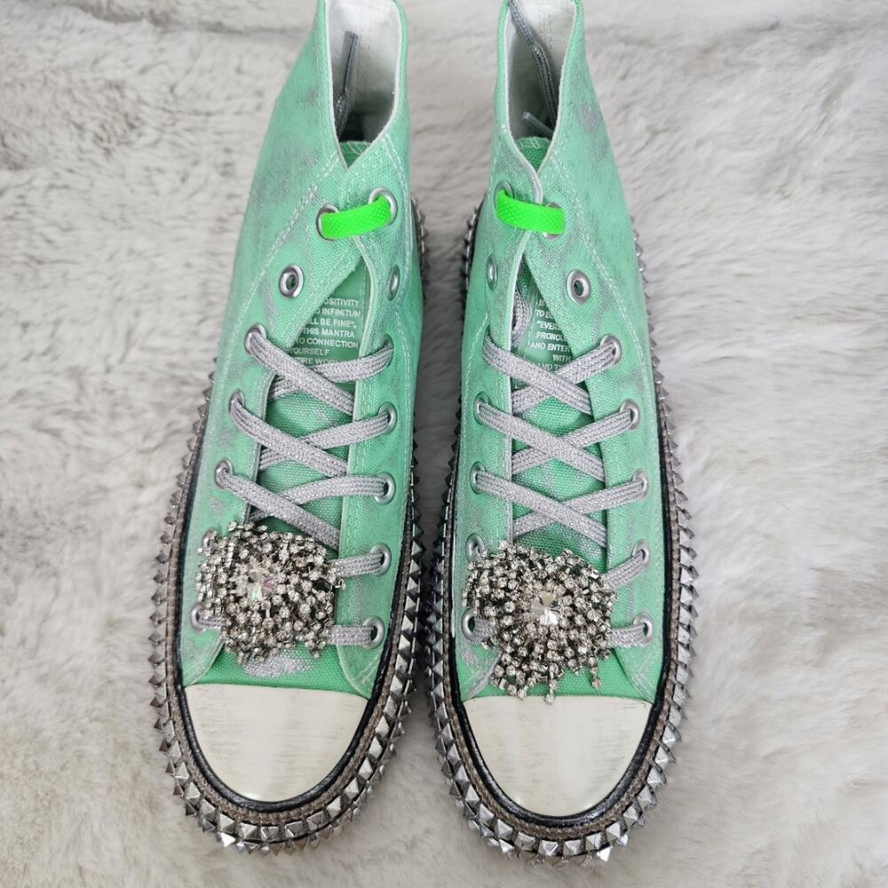 NEW Nan-Ku Couture Free People Cruise Stud Green Spring Mint High-Top Sneaker 38